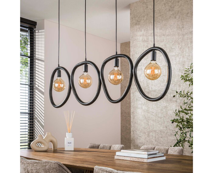 Hanglamp 4L organic steel - Artic zwart