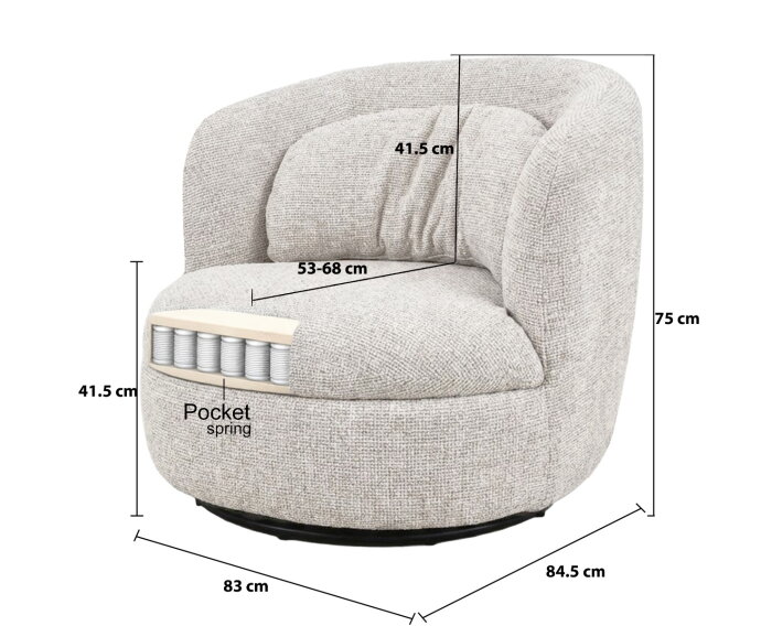 Draaifauteuil Britt Beige