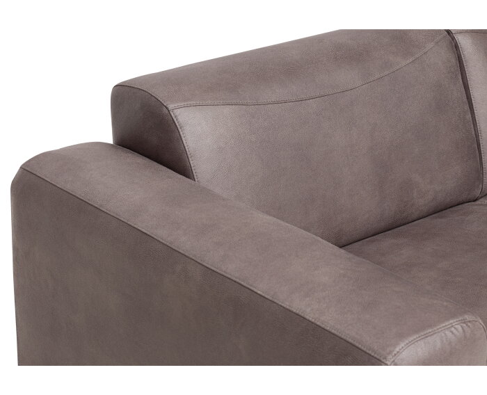 Hoekbank Bravino antraciet - kentucky 01 lederlook &ndash; Ottomane rechts &ndash; 275x210 cm
