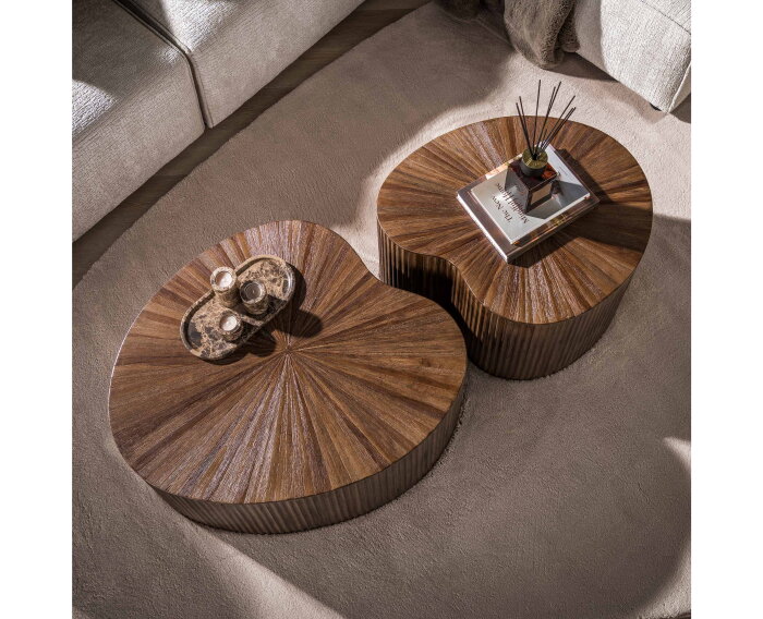 Salontafel Maya Teak niervormig set/2 - Massief teak espresso