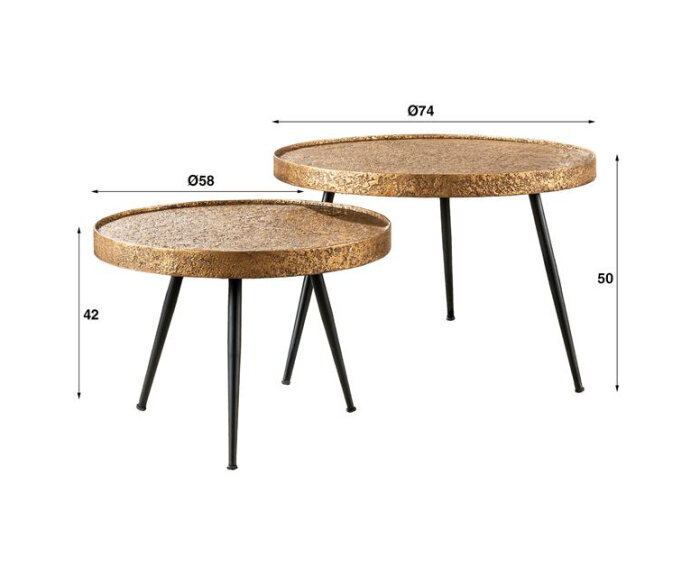 Salontafel Vera Set van 2 Metallic - Brons antiek