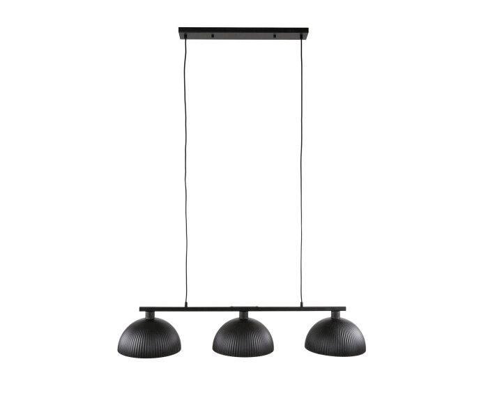 Hanglamp 3L halfronde kap-ribbel - Artic zwart