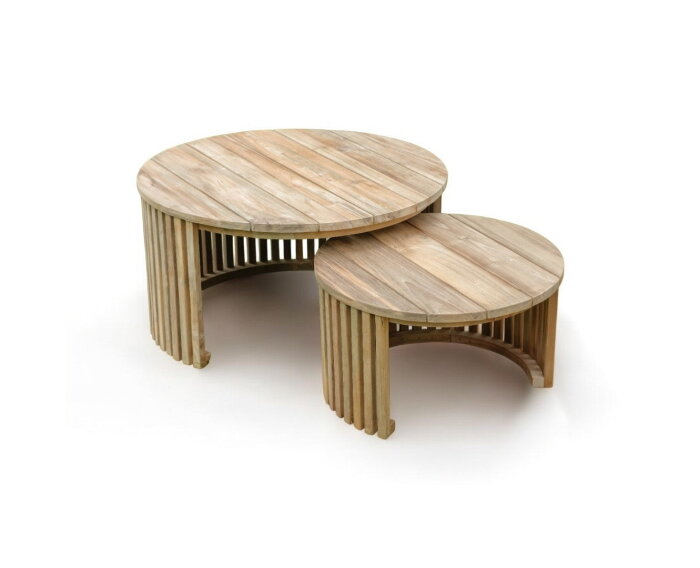 Tuin Bijzettafel Negara Teak Set Van 2