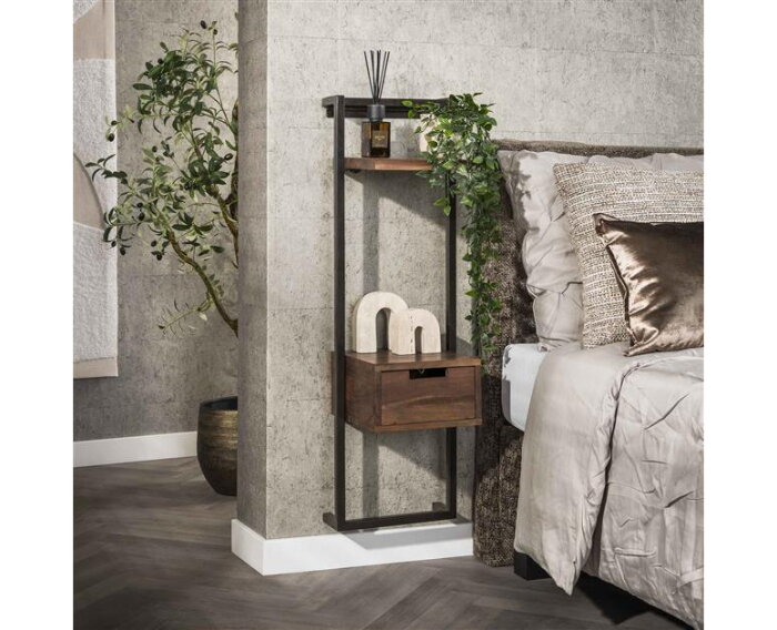 Nachtkastje air solid XS - Massief acacia drift brown