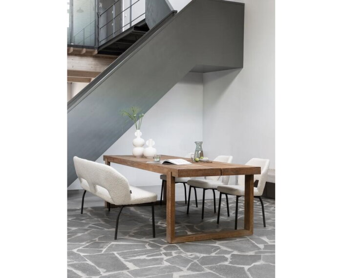 MUST Living eetkamerbank Bloom - 86x190x57 cm - Boucl&eacute; naturel