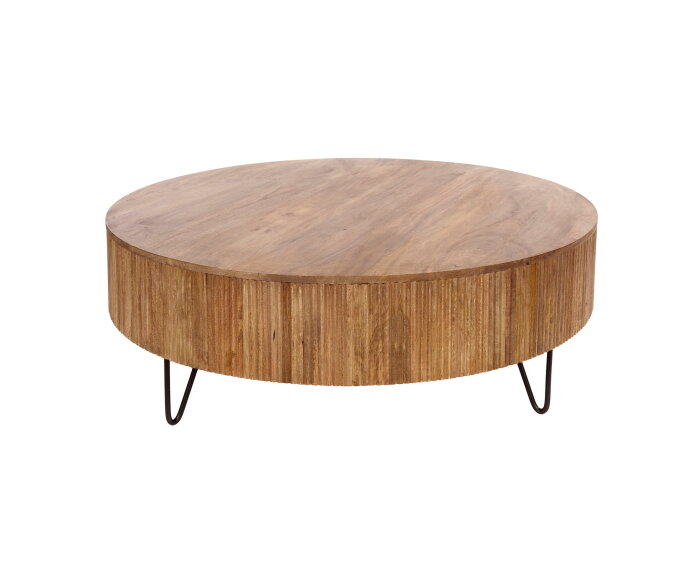 Salontafel Wave rond mangohout &Oslash;120 cm - zandkleur