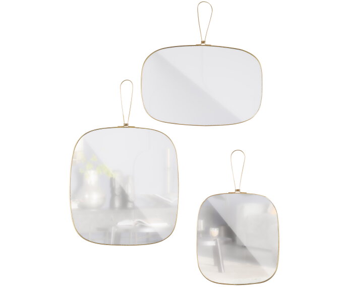Set V 3 - Glass Spiegel Metaal Antique Brass - BePureHome