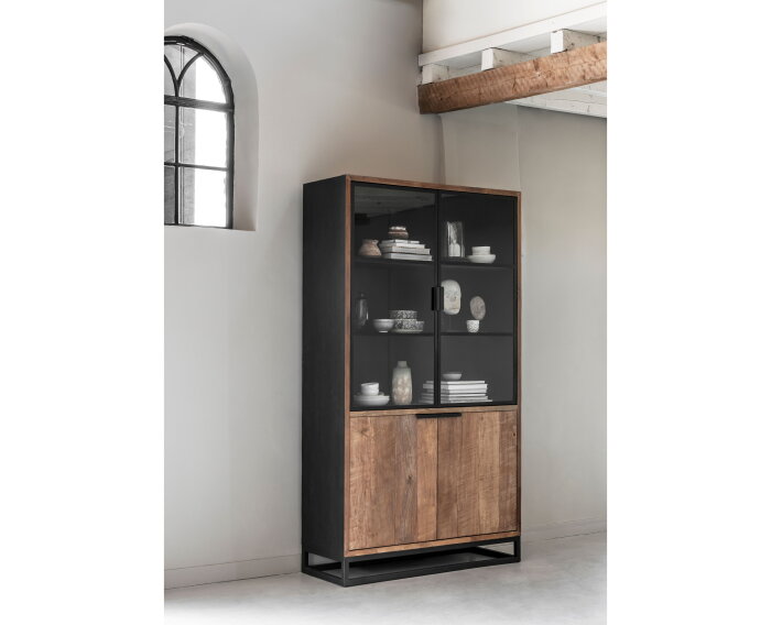 DTP home vitrinekast Cosmo no.2 teakhout small 120x45x215 cm