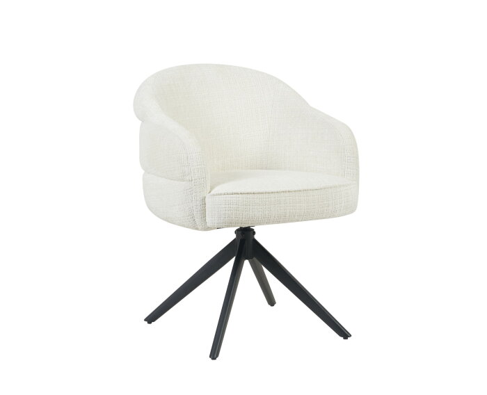 Eetkamerstoel Bella | Off White | Poot Black | Met armleuning