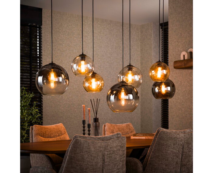 Hanglamp multi globe XL 7 lampen - Artic zwart