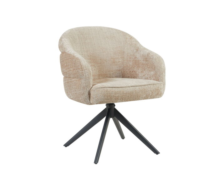 Eetkamerstoel Bella | Beige | Poot Black | Met armleuning