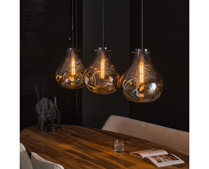 Hanglamp Dent glass 3 lampen - Artic zwart