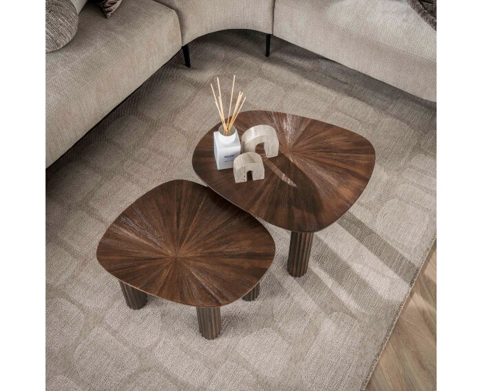 Bijzettafel set/2 XL Maya teak - Teak rust brown