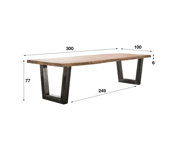 Eettafel Boomstam acacia 300x100 cm - naturel