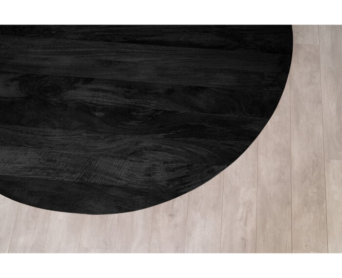 Eettafel Florence Rond mangohout 150x150 cm - Zwart | Gezandstraald