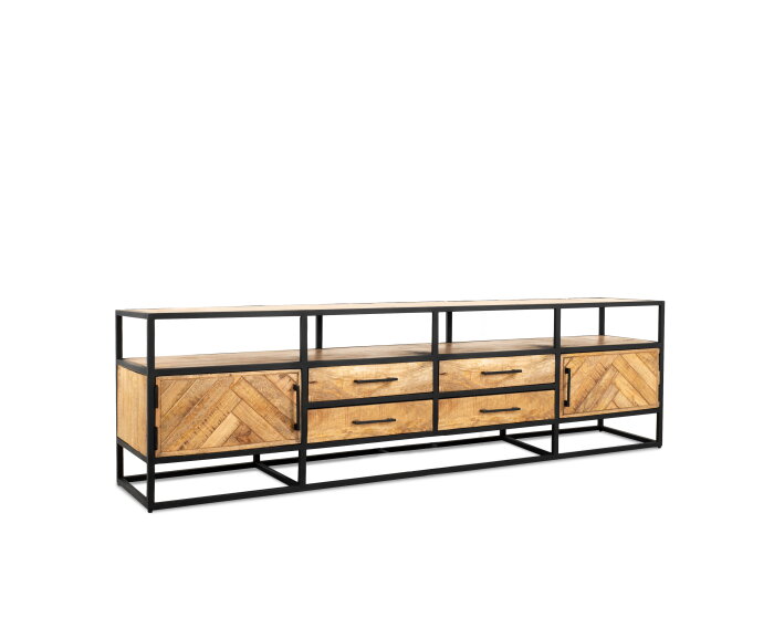 TV-Meubel Jax visgraat mangohout 200 cm - naturel