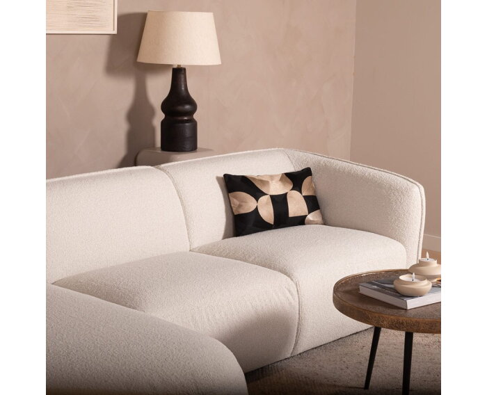 Hoekbank Valerie Bouclé met Chaise Longue Rechts 279x150 cm – Beige - Japandi