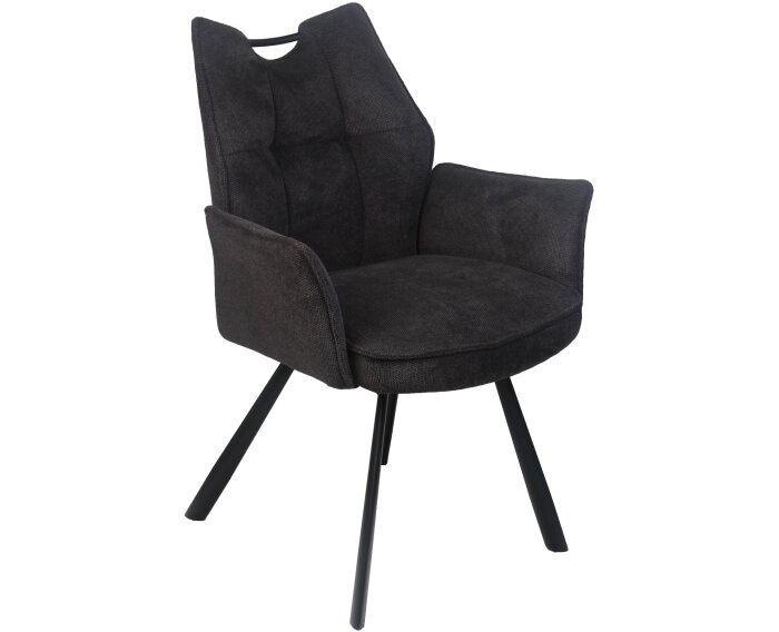 Eetkamerstoel Felien met armleuning Chenille - Antraciet