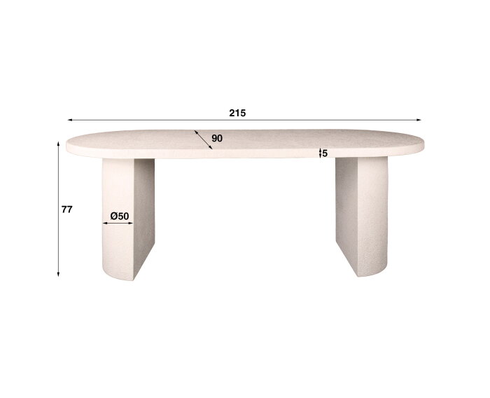 Eettafel arch stone 215x90cm - Marmer composiet
