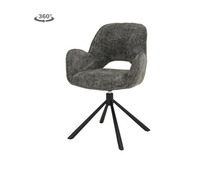 Isola Armstoel - fabric Haga 16 charcoal (draaibaar)
