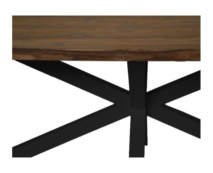 Rechthoekige tafel tuin - 180x90x76 - Naturel/zwart - Teak/metaal