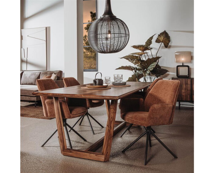 Eettafel Dimaro Sheesham hout 180 cm - Bruin | Tower Living
