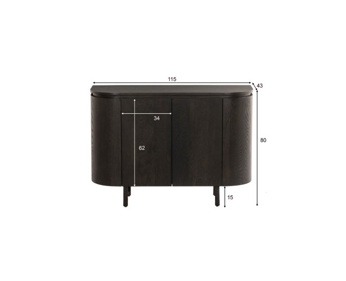 Dressoir Tobago eikenhout 115 cm - Espresso