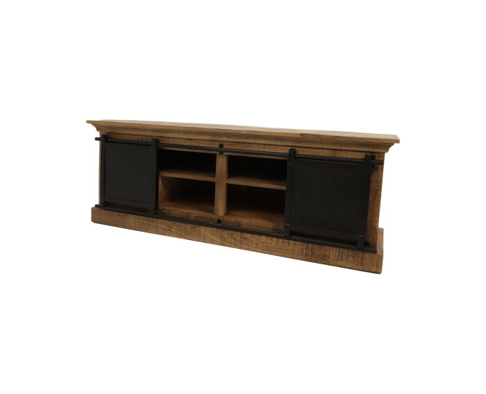 TV-Meubel Melbourne - 150x45x55 - Naturel/zwart - Mangohout/metaal