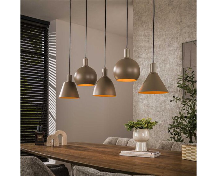 Hanglamp 5L mix Metallo - Beige