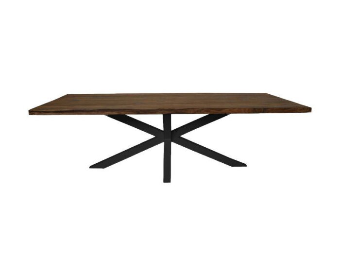 Rechthoekige tafel tuin - 180x90x76 - Naturel/zwart - Teak/metaal