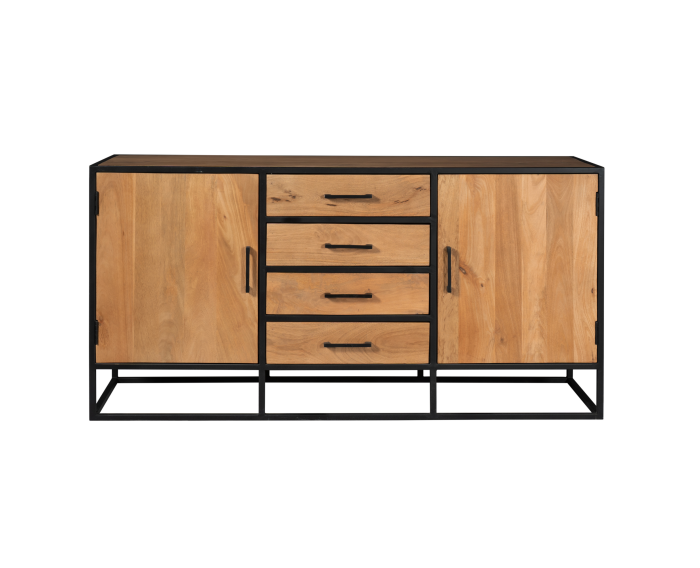 Dressoir Denver | Mangohout en staal | 165 cm