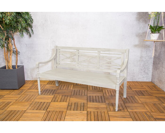 Louis 3-seater bench greywash FSC 100%
