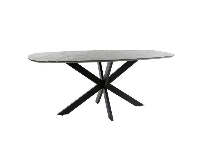 Eettafel Marquina Deens ovaal melamine 180 cm - marmerlook