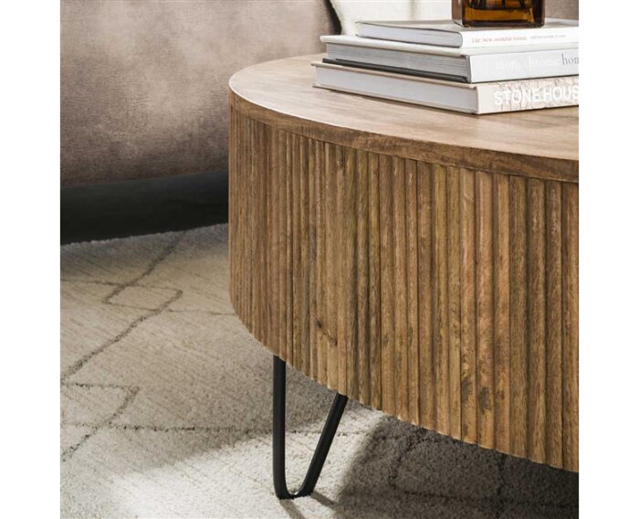 Salontafel Wave rond mangohout Ø120 cm - zandkleur