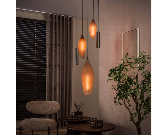 Hanglamp Cocoon pendel getrapt 5L - Sienna bruin-frosted