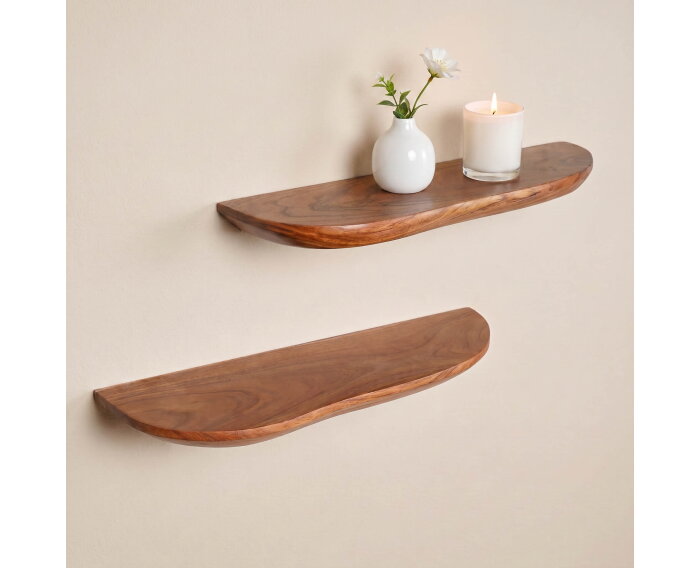 Wandplank Live edge |  60 cm | Set van 2