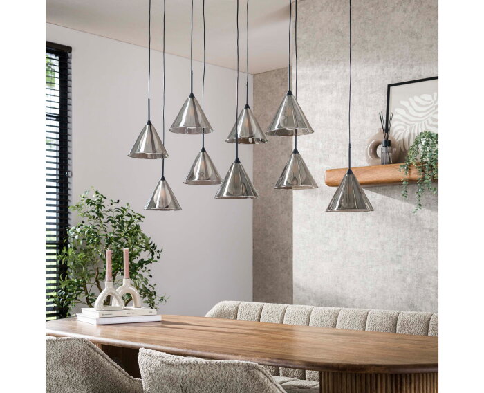 Hanglamp 5+4 tapse kap glas (G9) - Smoke grey glas