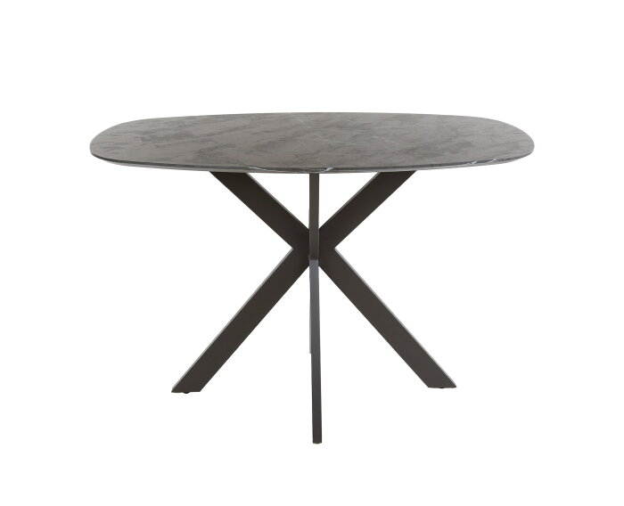 Bartafel Marquina deens ovaal met spinpoot 140x80 cm - Marmerlook