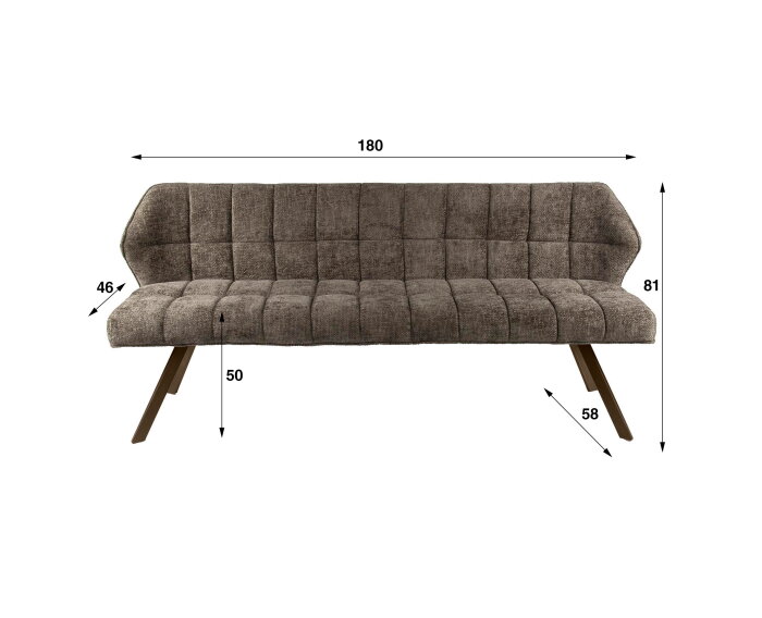 Eetkamerbank Raster - Hoven taupe - bruin metaal - 180x58x81 cm