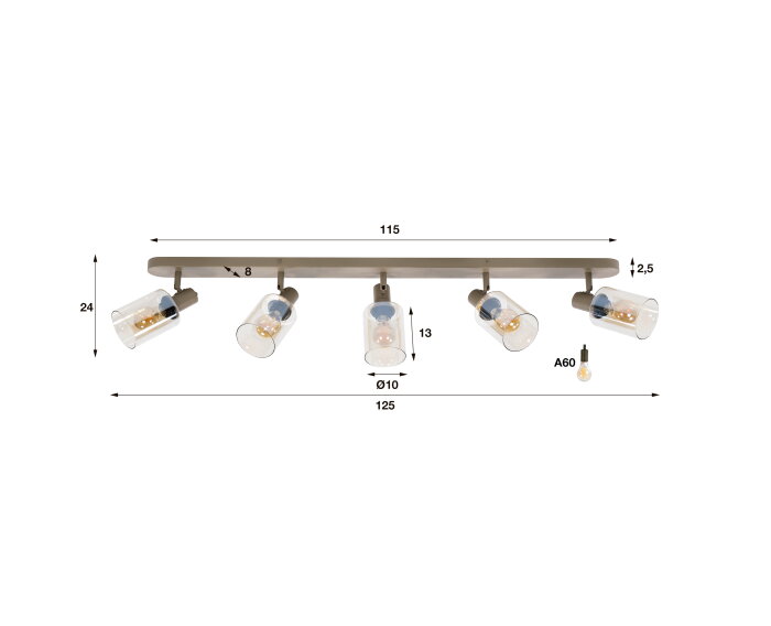 Plafondlamp Sepiora 5L - Beige