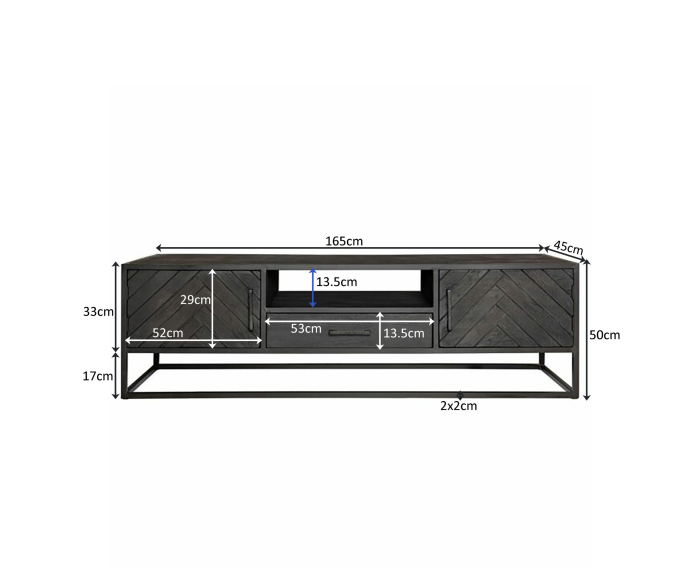 TV-meubel New York | Mango Metaal Zwart | 165 cm