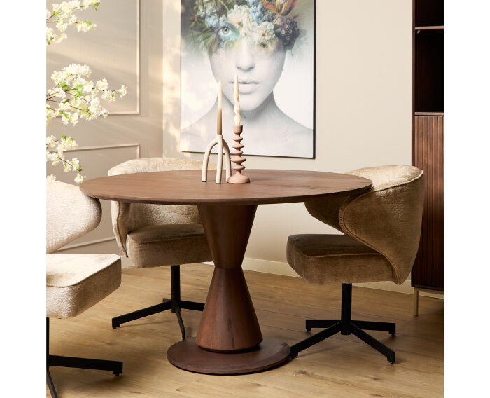 Eettafel Lima Walnut | 130 cm | Rond