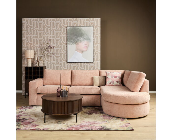 MySofa Alma Hoekbank Roze 2,5 zits+Divan Rechts