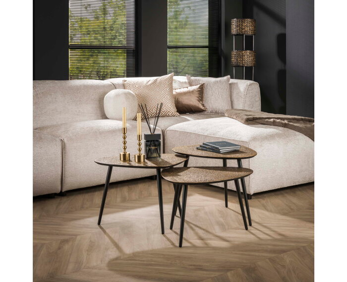 Salontafel Trinity set van 3 driehoekig metallic - Brons antiek