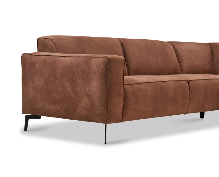 Hoekbank Varello Cognac- Tauro 13 &ndash; Ottomane rechts &ndash; 270x209 cm