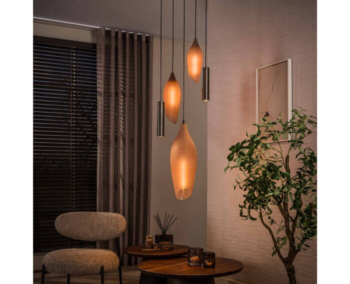 Hanglamp Cocoon pendel getrapt 5L - Sienna bruin-frosted