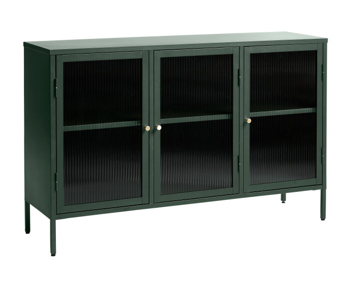 Dressoir Bronco metaal glas 132 cm - Groen