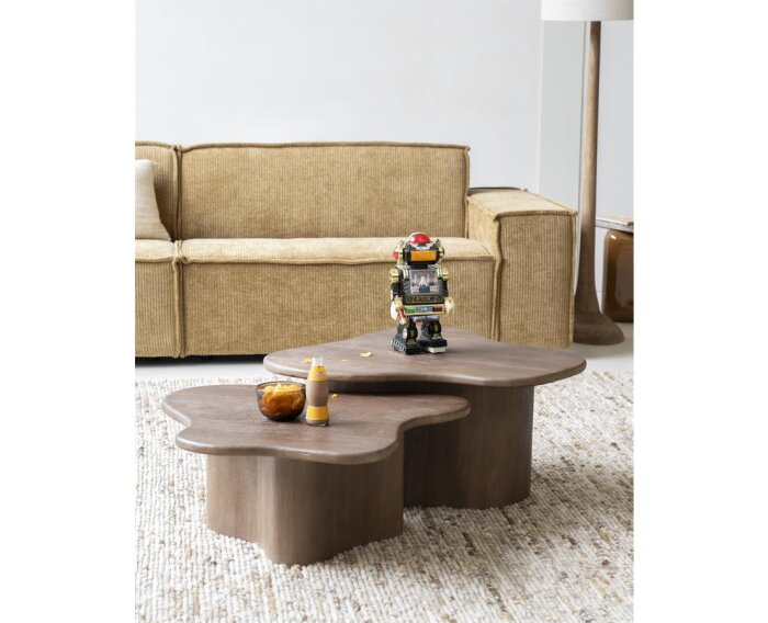 Salontafel Fall organisch set van 2 mangohout - Bruin | BY-BOO