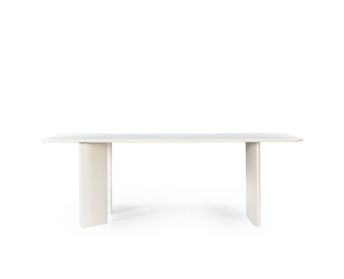 Eettafel Jade rechthoekig 220x100 cm &ndash; Mangohout Off White &ndash; Japandi eetkamertafel