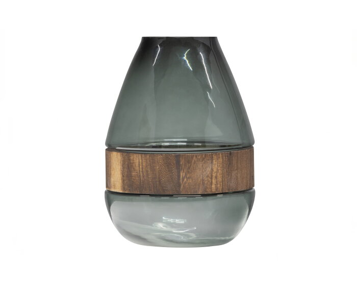 Dave Vaas Glas/hout Blauw/groen 26x19cm - WOOOD Exclusive